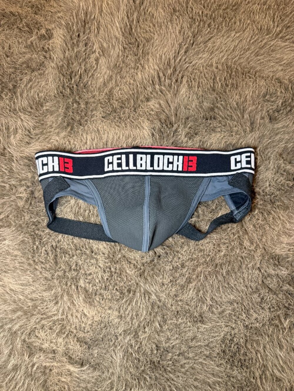 Costume CellBlock 13 Men’s Neoprene Jockstrap Black Gray Size Medium